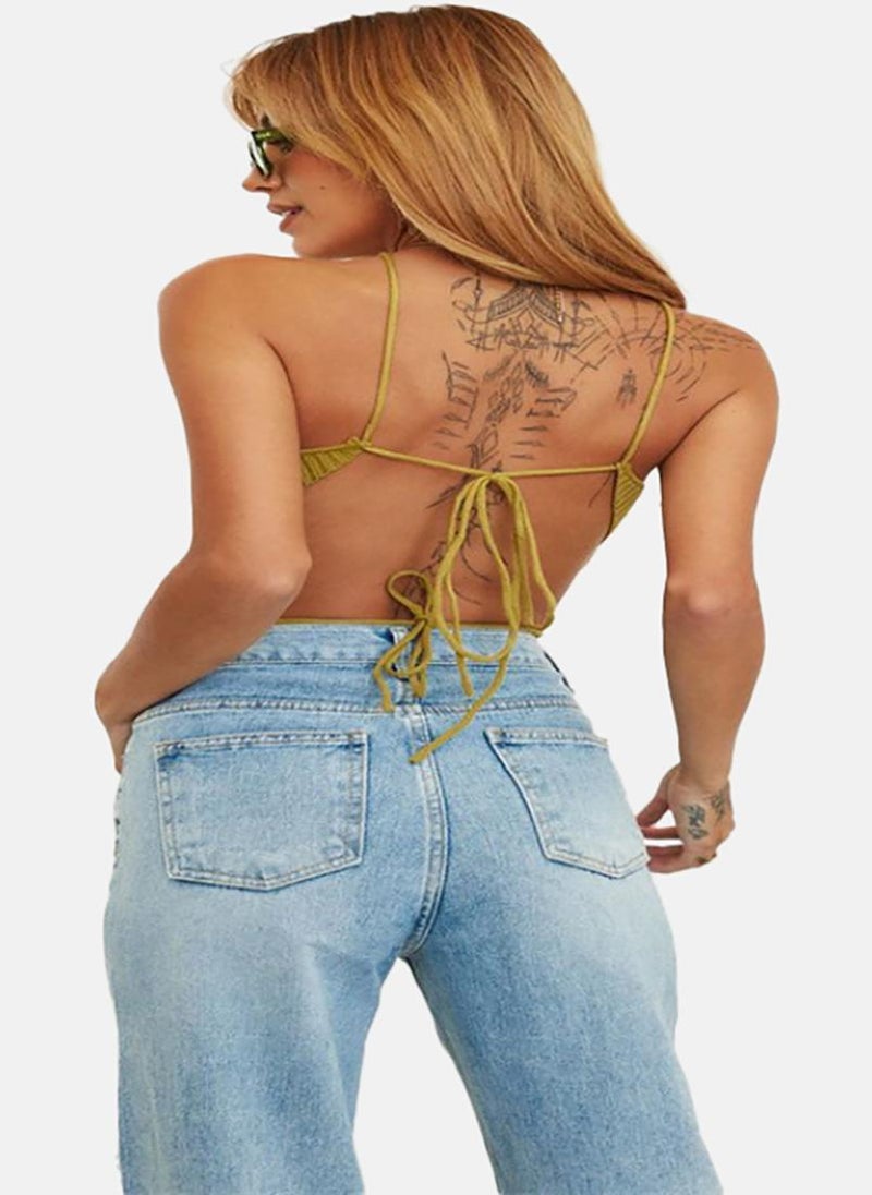 Blue Wide Leg Highly Distressed High-Rise Jeans