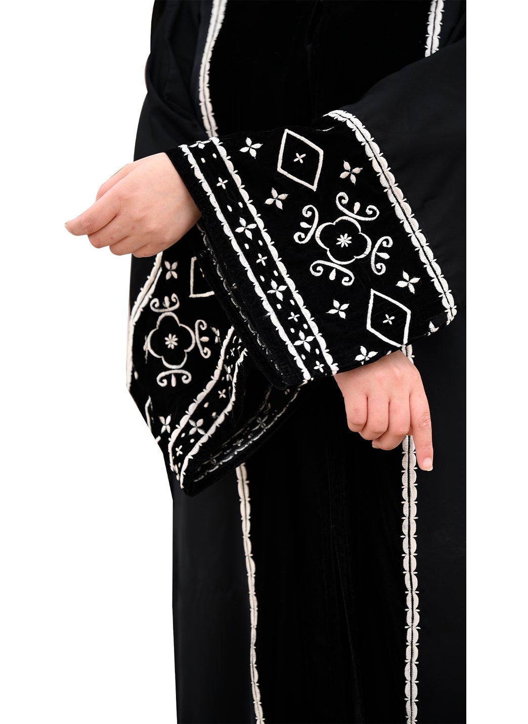 Black velvet abaya with intricate embroidery work-647