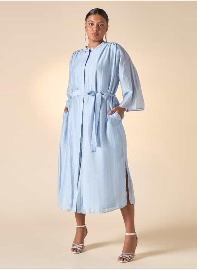 Belted Chambray Midi Dress