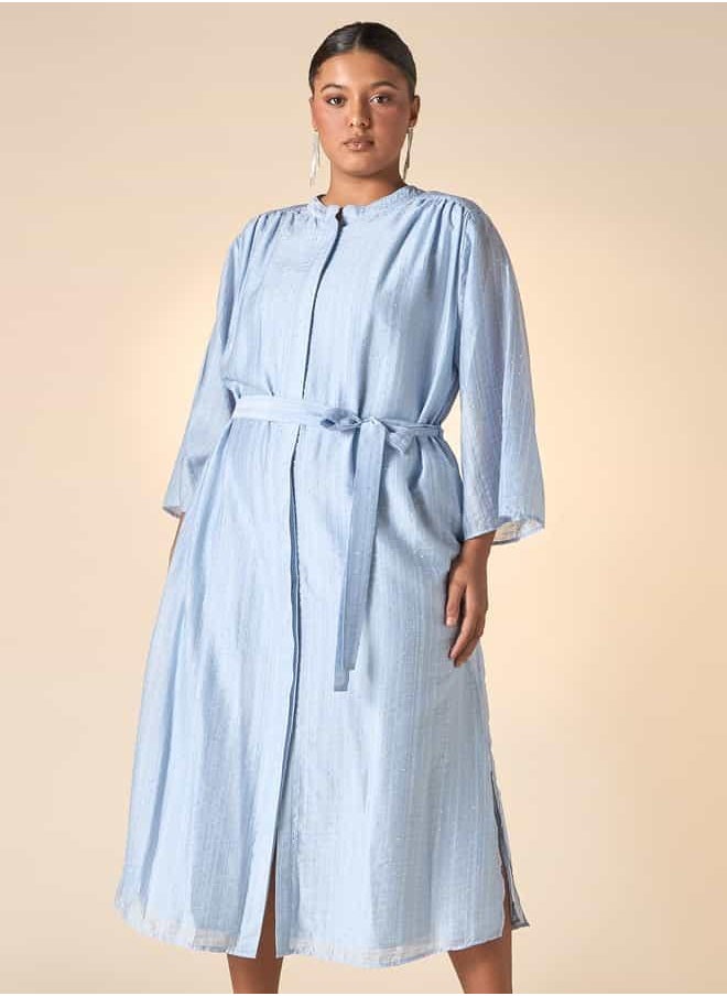 Belted Chambray Midi Dress