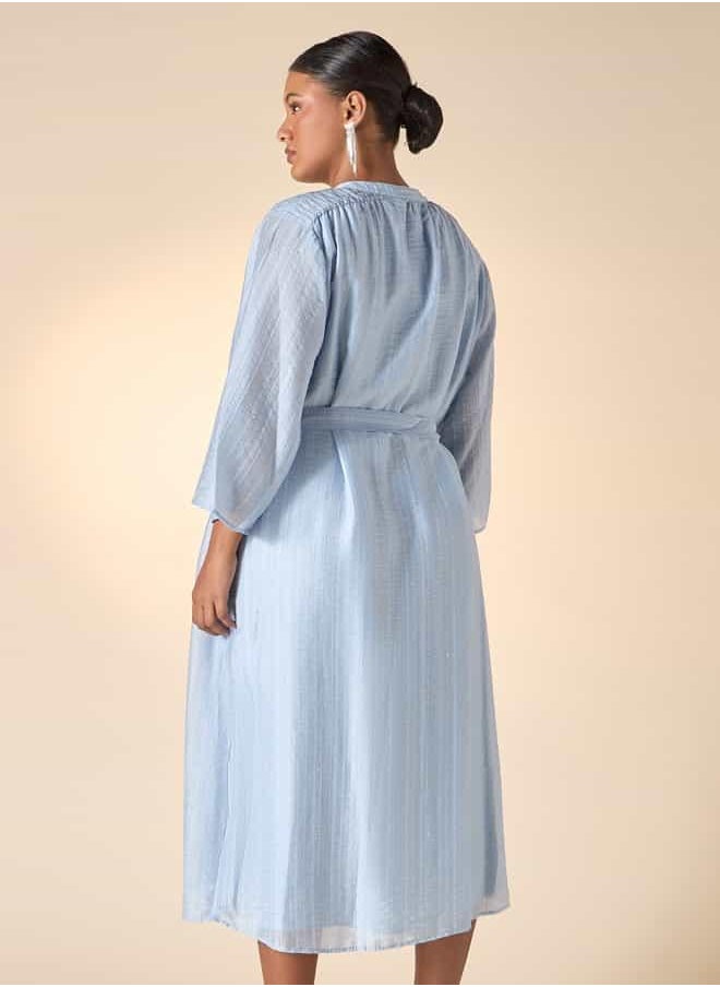 Belted Chambray Midi Dress
