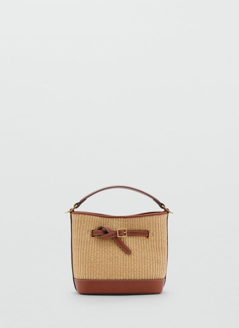 Canvas Buckle Detail Bucket Bag