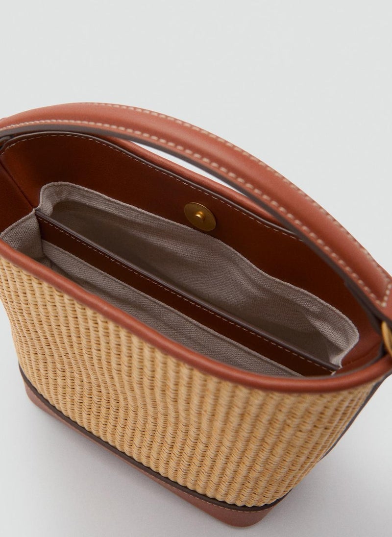 Canvas Buckle Detail Bucket Bag