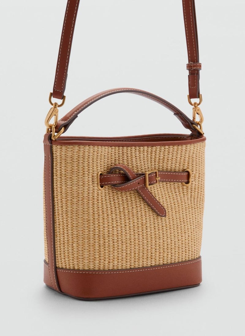 Canvas Buckle Detail Bucket Bag