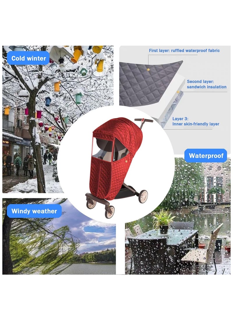 Stroller Windproof and Rainproof Warm Cover, Suitable For Most Strollers (Burgundy)