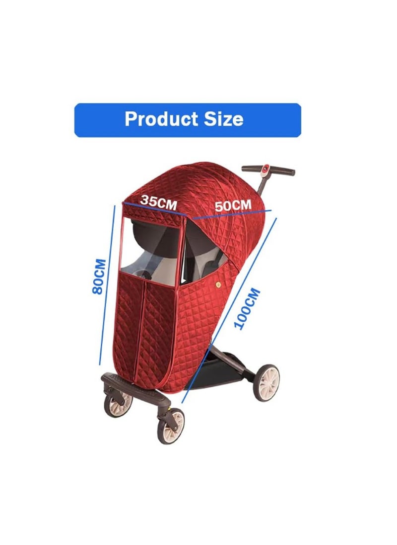 Stroller Windproof and Rainproof Warm Cover, Suitable For Most Strollers (Burgundy)