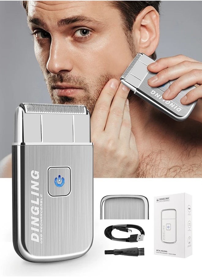 Electric Shaver for Men, Rechargeable Razor with Metal Housing, Portable Electric Shaver for Face, Body, Armpit