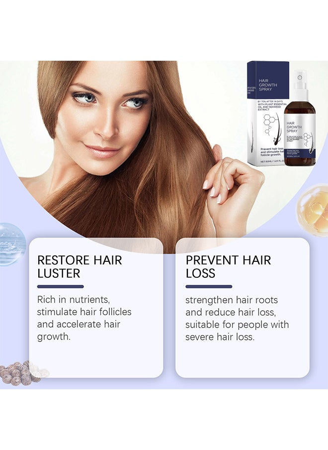 Hair Growth Serum Spray, 22% Seaweed Extract For Hair Loss Control And Hair Growth In Men And Women, Boost Thicker Beard And Hair Growth, Improve Baldness (50ML)