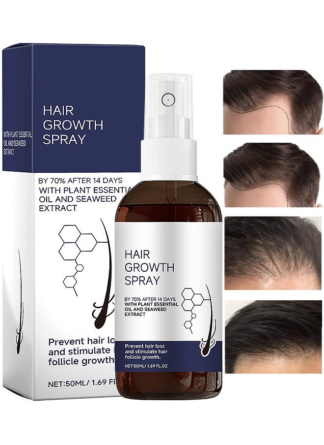 Hair Growth Serum Spray, 22% Seaweed Extract For Hair Loss Control And Hair Growth In Men And Women, Boost Thicker Beard And Hair Growth, Improve Baldness (50ML)