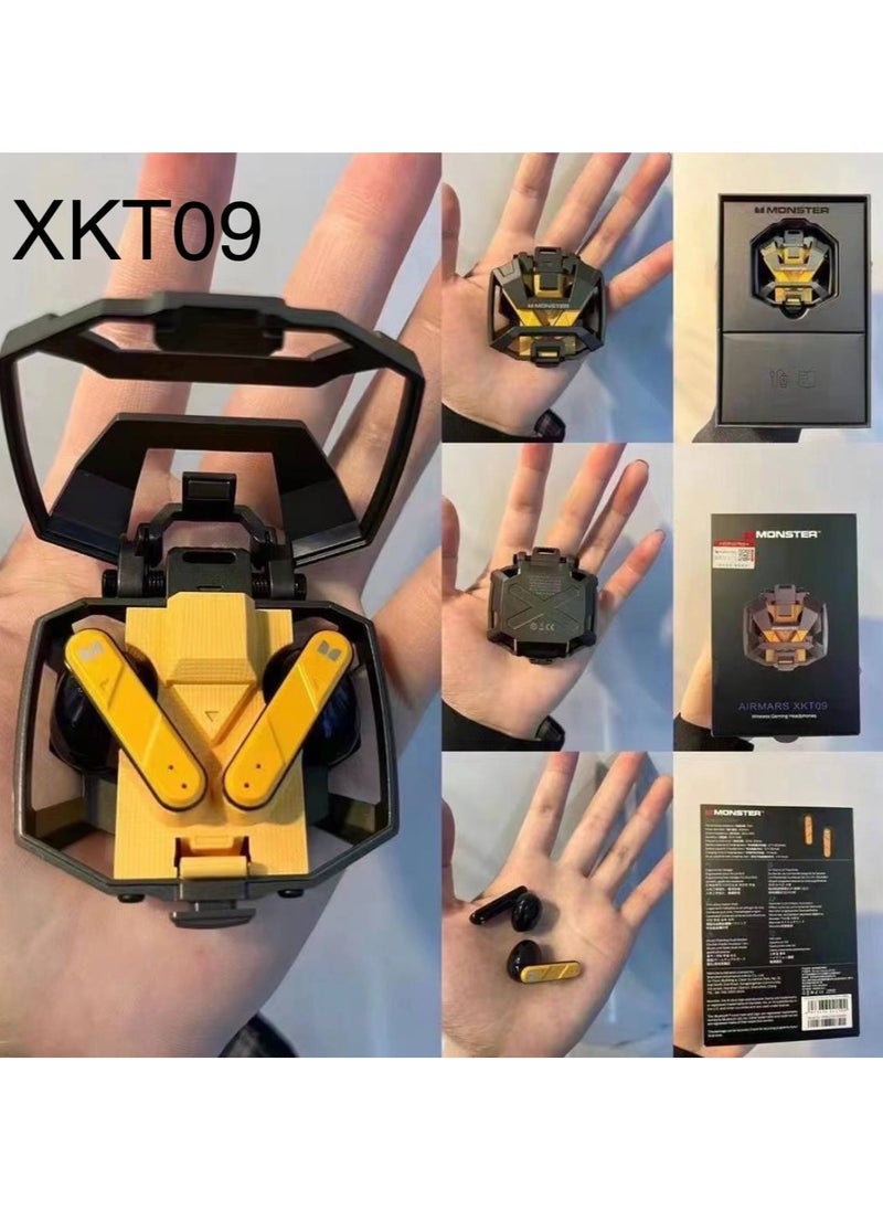 Monster XKT09 TWS Earphones Gaming Earbuds Wireless Bluetooth 5.2 Headset Subwoofer HIFI Surround Sound 300mAh Long Standby Yellow