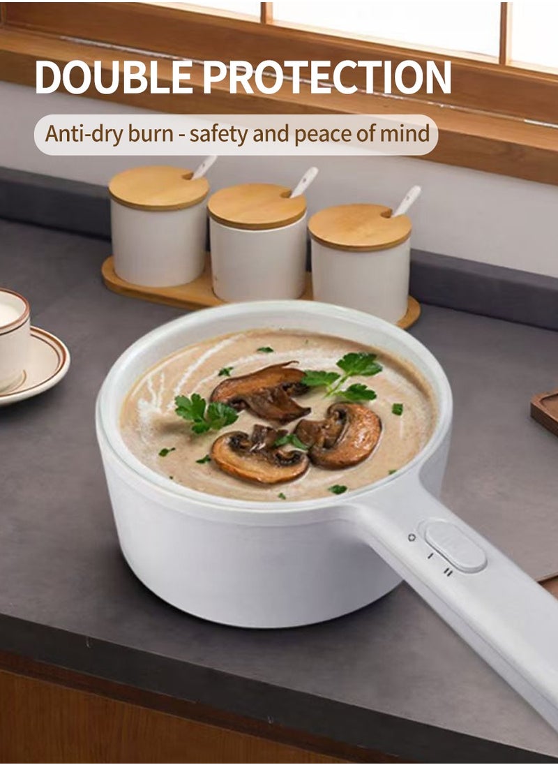 2 Liter Electric Cooker - Mechanical electric frying pan, skillet, electric skillet, spaghetti, portable non-stick cookware for scrambled eggs, beef steaks, rice, steaming and soups