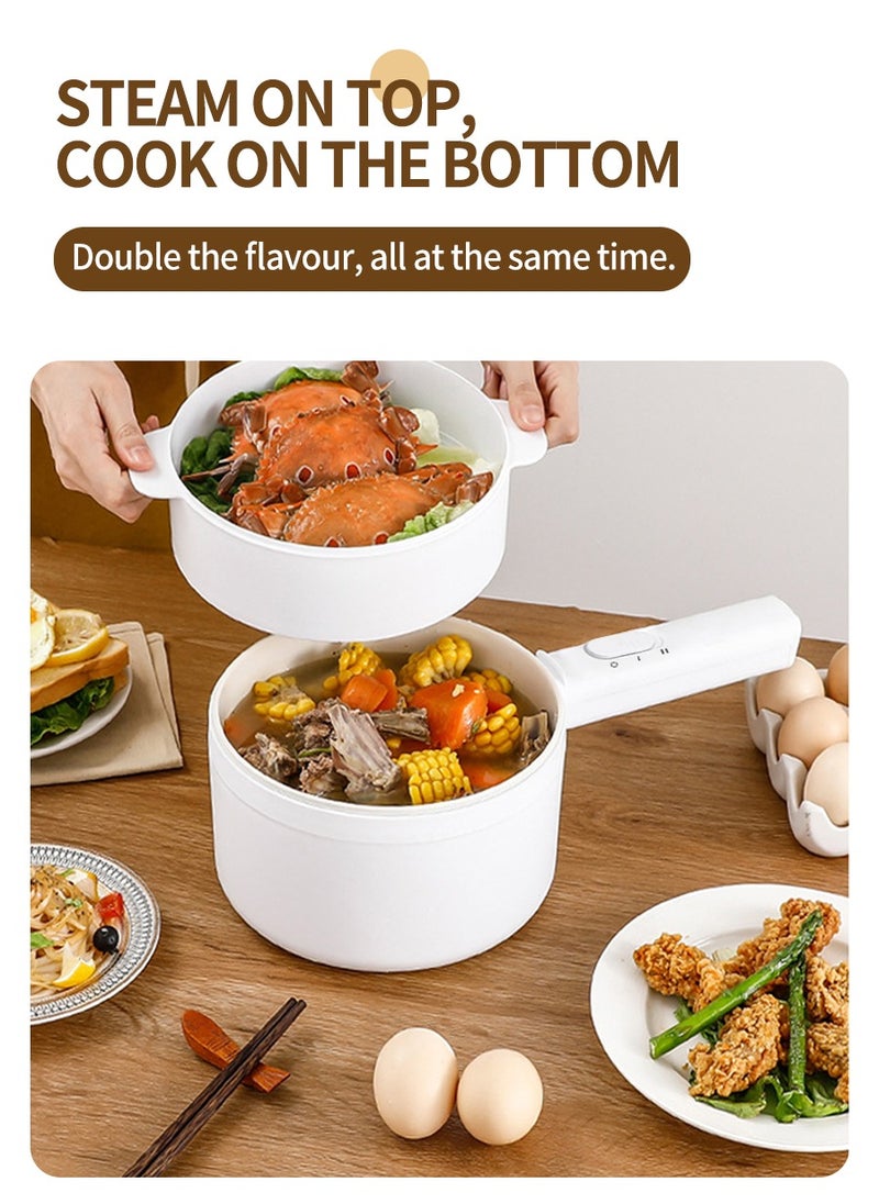 2 Liter Electric Cooker - Mechanical electric frying pan, skillet, electric skillet, spaghetti, portable non-stick cookware for scrambled eggs, beef steaks, rice, steaming and soups
