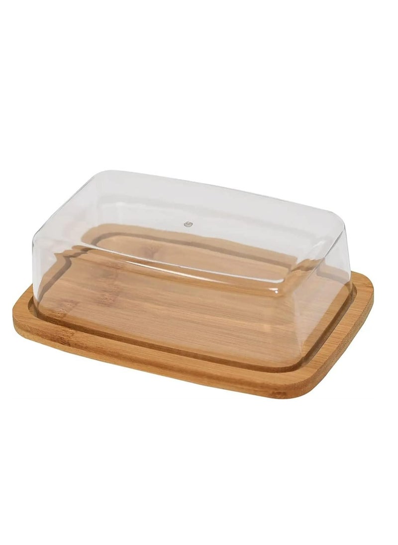 Bamboo Butter Dish with Dome Lid, Airtight Butter Container,  Dishwasher Safe