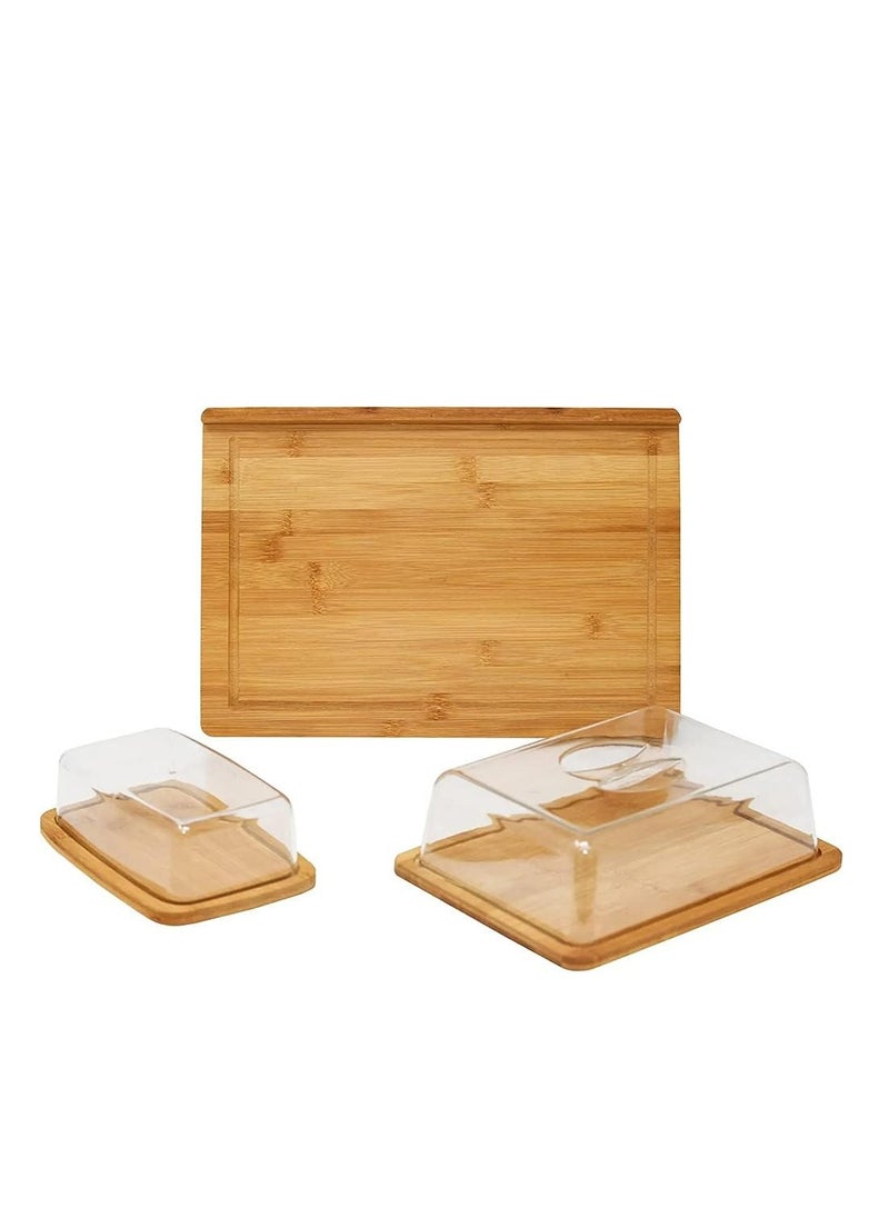 Bamboo Butter Dish with Dome Lid, Airtight Butter Container,  Dishwasher Safe