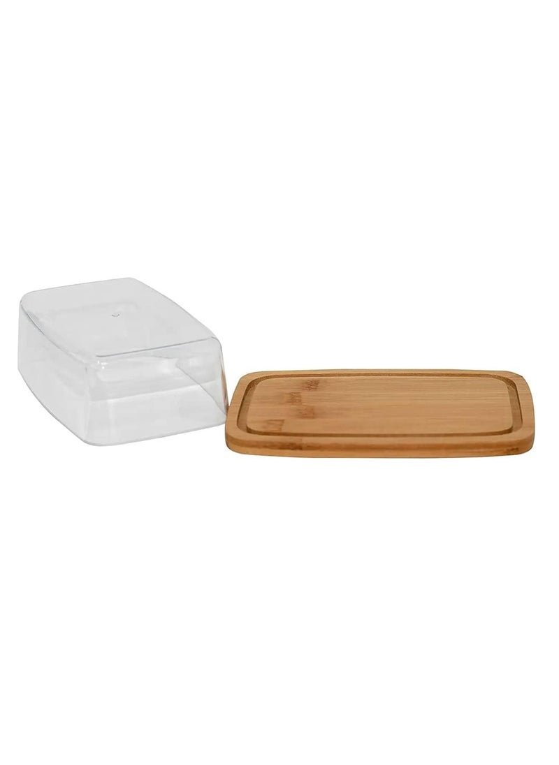 Bamboo Butter Dish with Dome Lid, Airtight Butter Container,  Dishwasher Safe