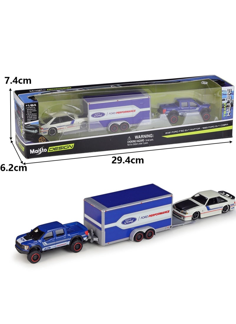 Boxed Simulation Alloy Car Trailer Transporter Series Vehicle Set Model（1993 Ford SVT Cobra）