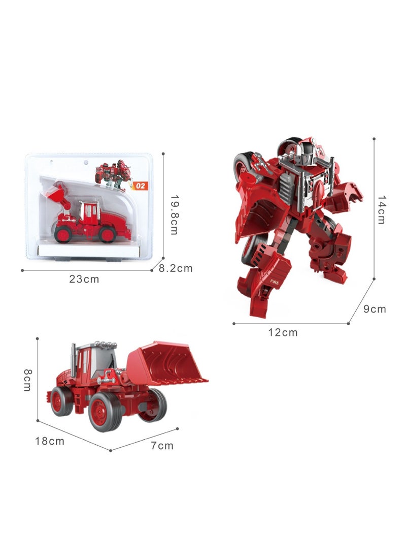 Transformed Robot Engineering Vehicle Fire Fighter Model Children's Toy Set Gift (Alloy Transformed Bulldozer)