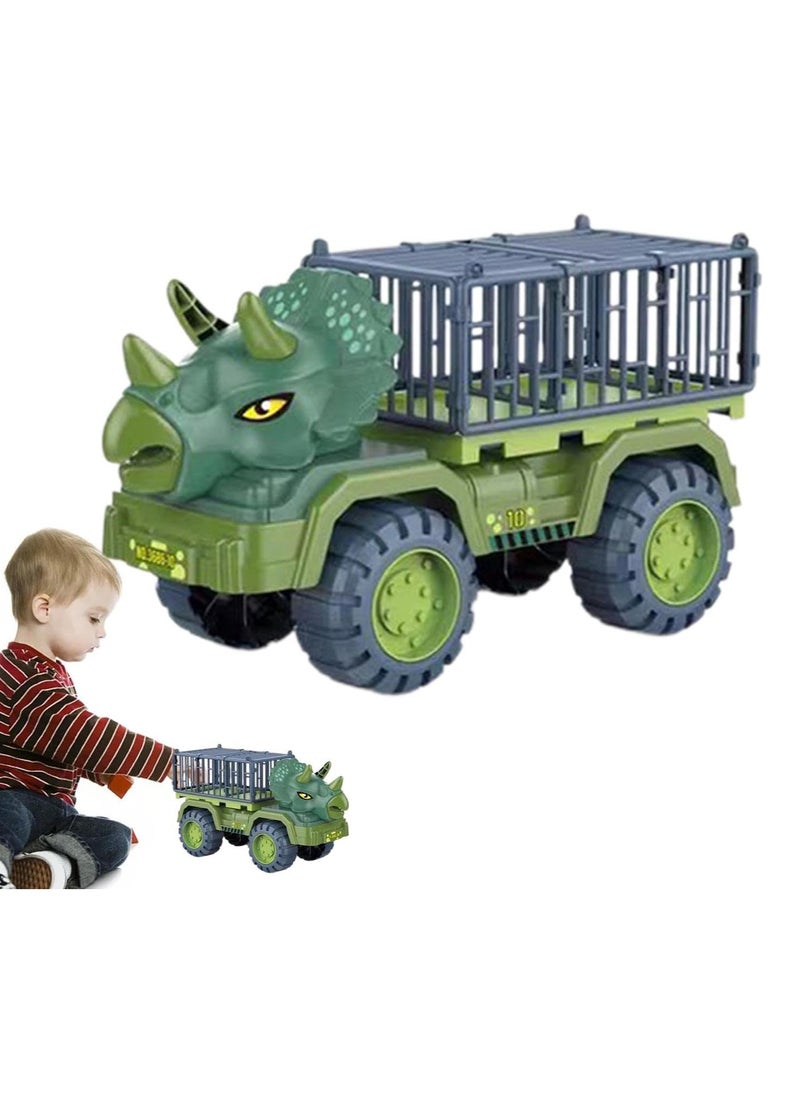 Dinosaur Truck Toy - Animal Transporter Toy, Suitable for Children's Toy Birthday Gift (Triceratops Cage Medium)
