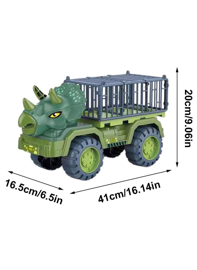 Dinosaur Truck Toy - Animal Transporter Toy, Suitable for Children's Toy Birthday Gift (Triceratops Cage Medium)