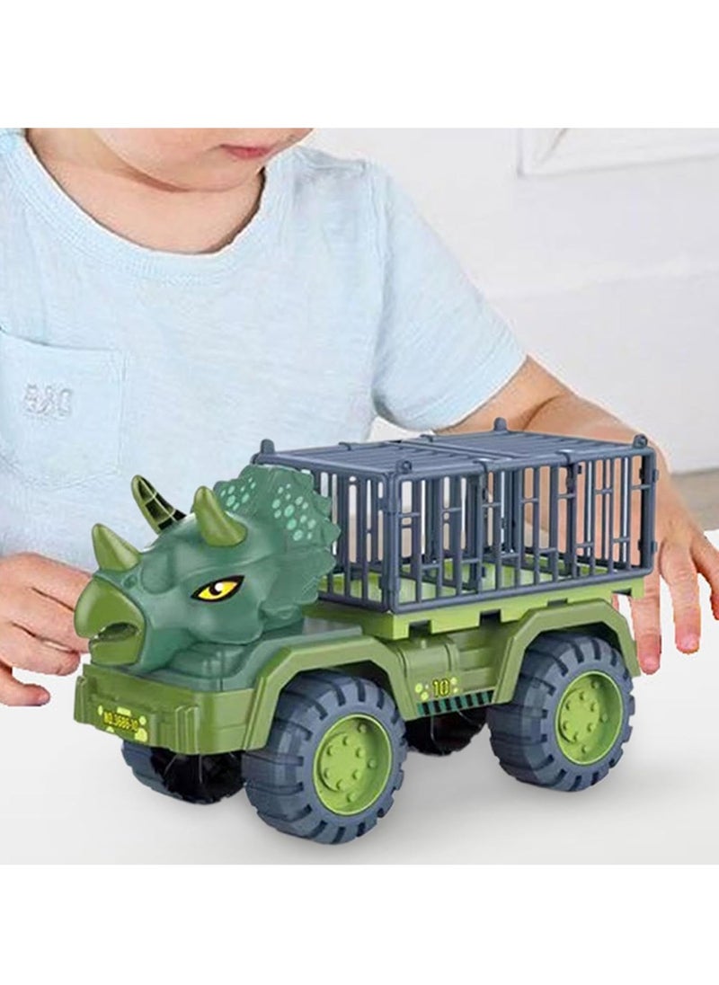 Dinosaur Truck Toy - Animal Transporter Toy, Suitable for Children's Toy Birthday Gift (Triceratops Cage Medium)