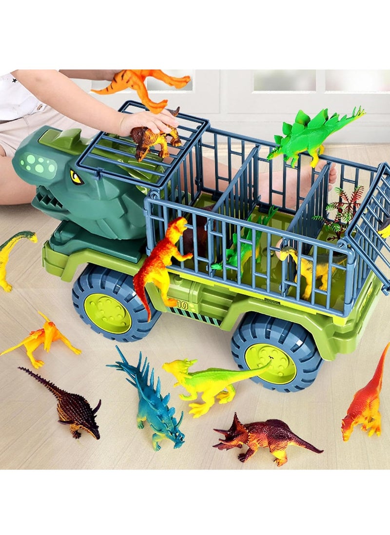 Dinosaur Truck Toy - Animal Transporter Toy, Suitable for Children's Toy Birthday Gift (Triceratops Cage Medium)