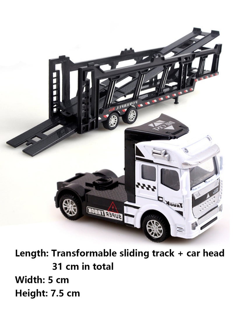 Children's Simulation Toy Truck Alloy Texture Truck Container Trailer Model Transport Vehicle Set(White Sedan Car)