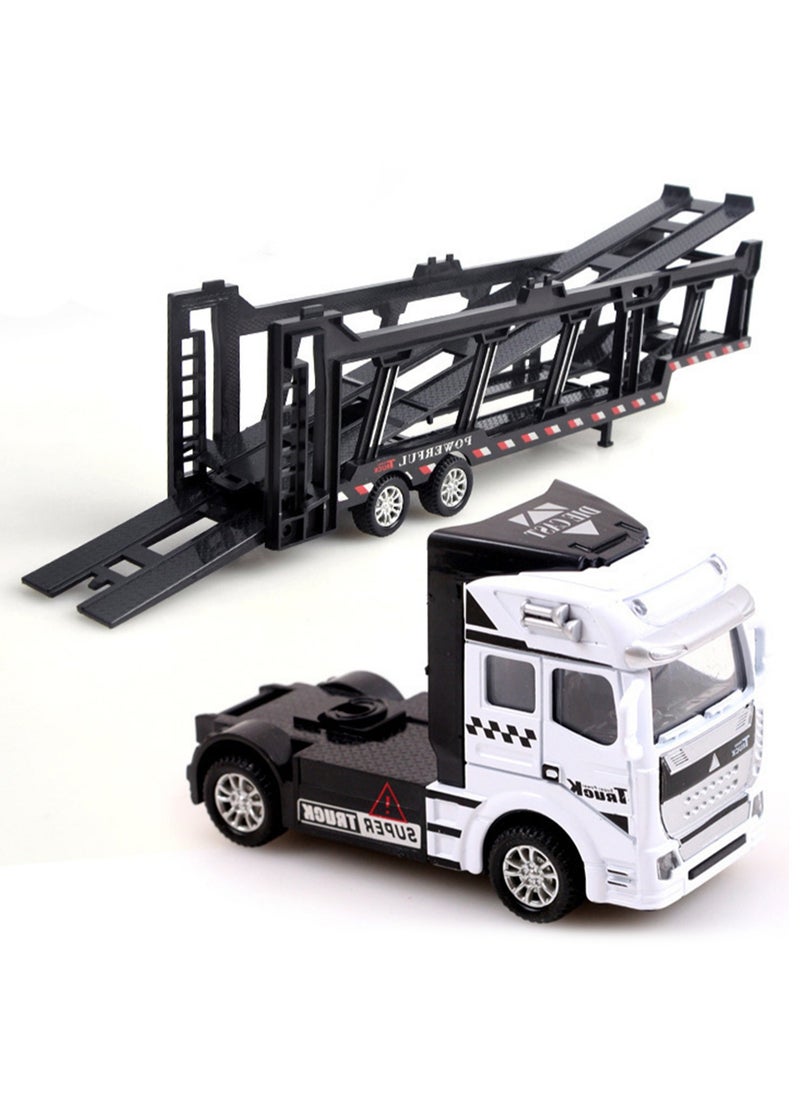 Children's Simulation Toy Truck Alloy Texture Truck Container Trailer Model Transport Vehicle Set(White Sedan Car)