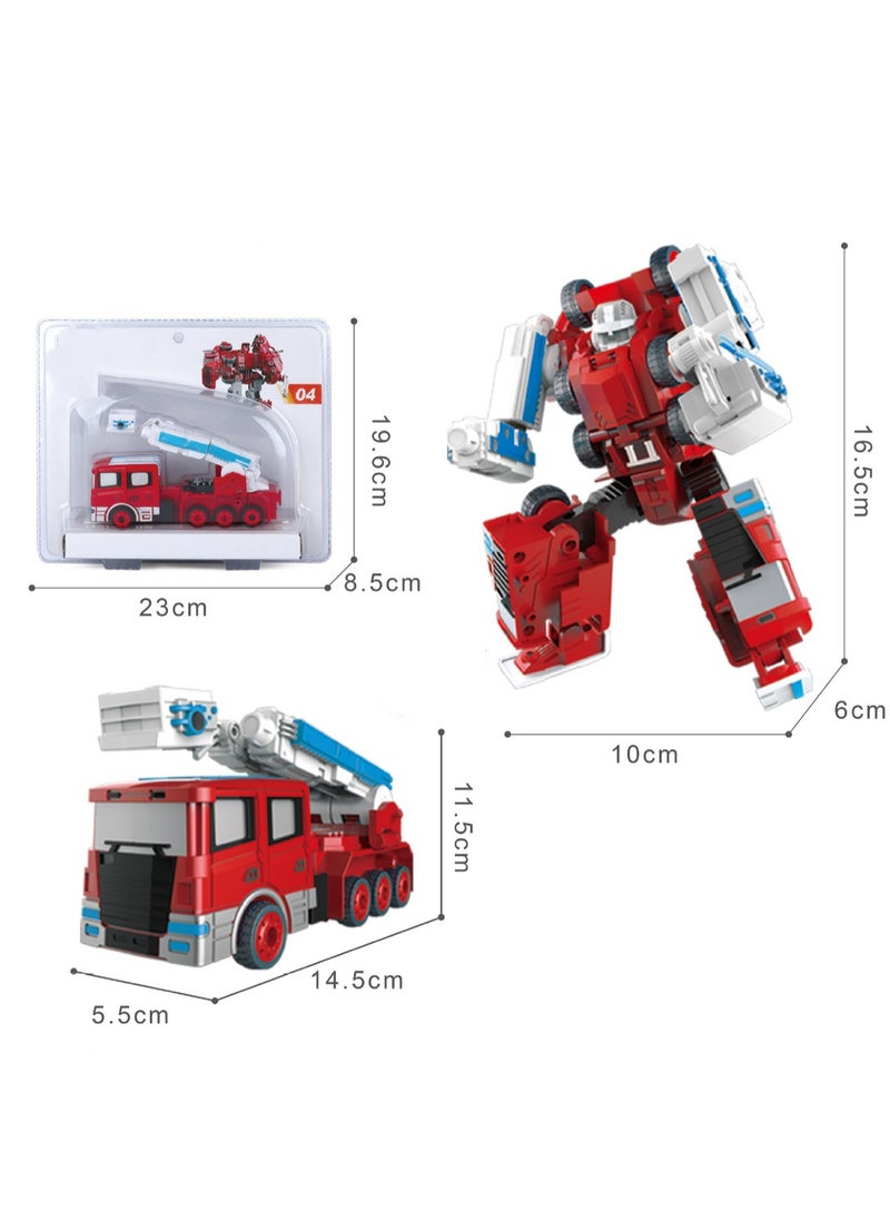 Transformed Robot Engineering Vehicle Fire Fighter Model Children's Toy Set Gift (Alloy Transformed Crane)