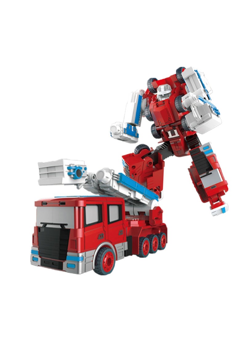 Transformed Robot Engineering Vehicle Fire Fighter Model Children's Toy Set Gift (Alloy Transformed Crane)