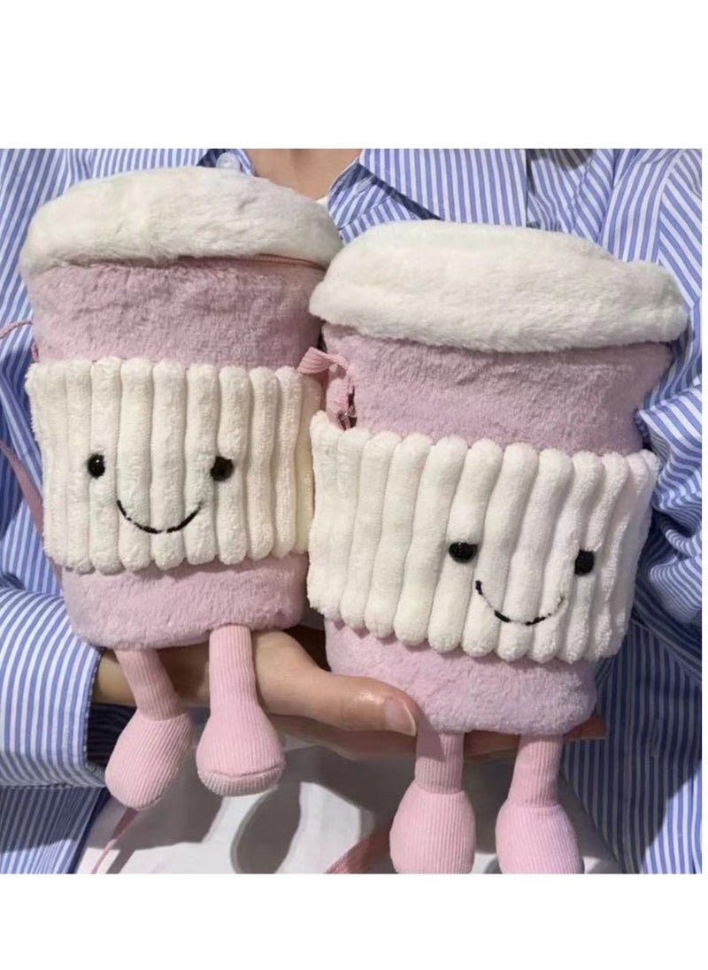 Jellycat pink coffee bag messenger personal birthday gift doll toy warm water cup