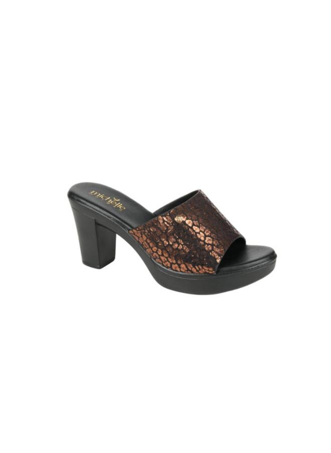 092-2898 Michelle Morgan Ladies Block Heel Sandals 314RC866 Brown