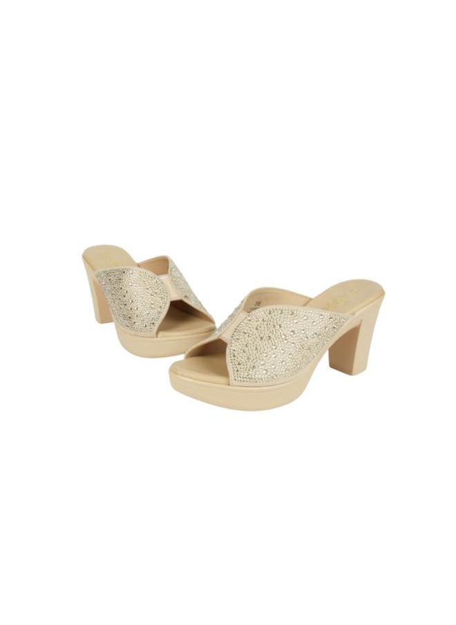 092-2893 Michelle Morgan Ladies Block Heel Sandals 314RC867 Beige