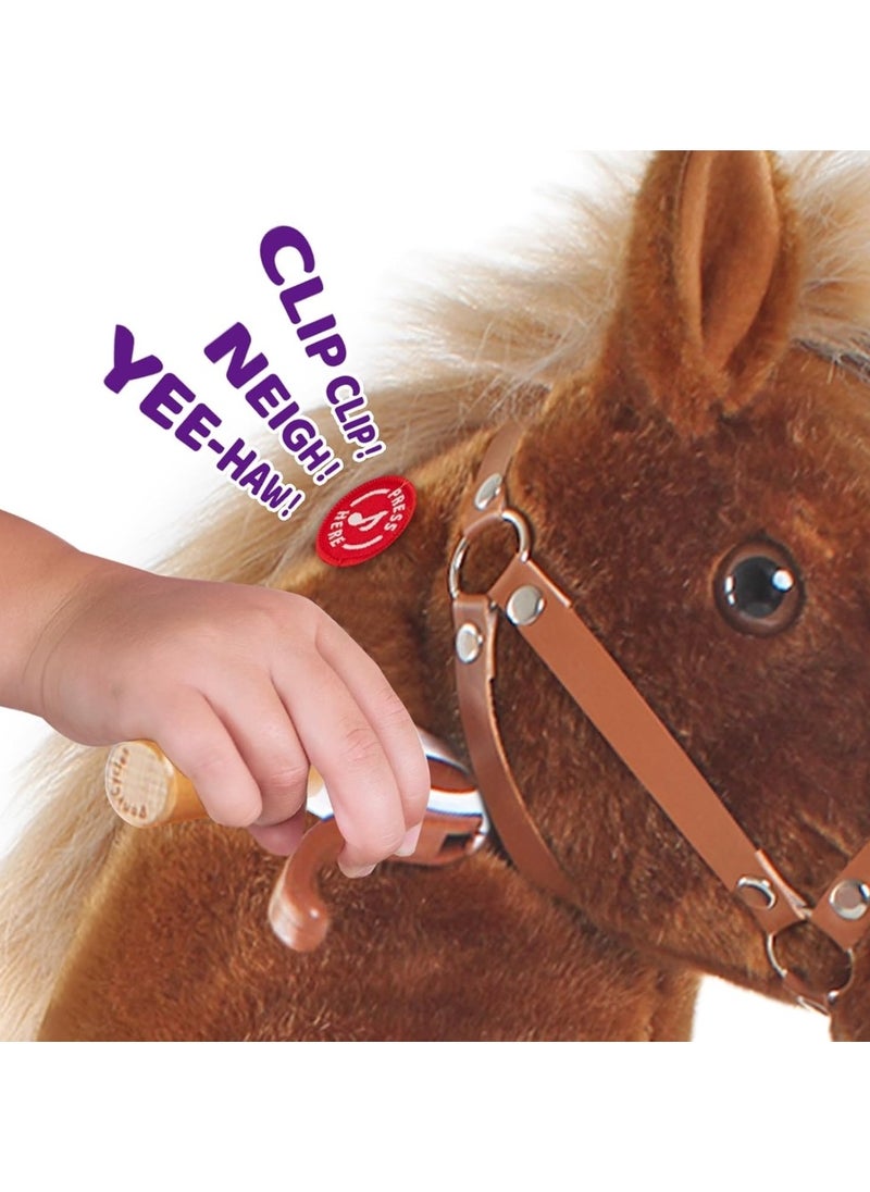 Official Licensed Kids Riding Horse Toy No Battery No Electricity Indoor and Outdoor best Gift for Kids 4 to 8 years-Brown Medium
