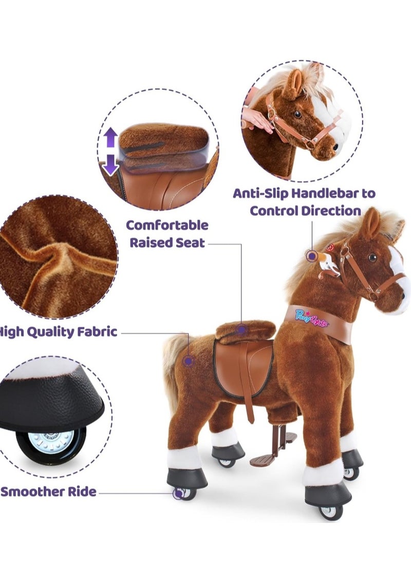 Official Licensed Kids Riding Horse Toy No Battery No Electricity Indoor and Outdoor best Gift for Kids 4 to 8 years-Brown Medium