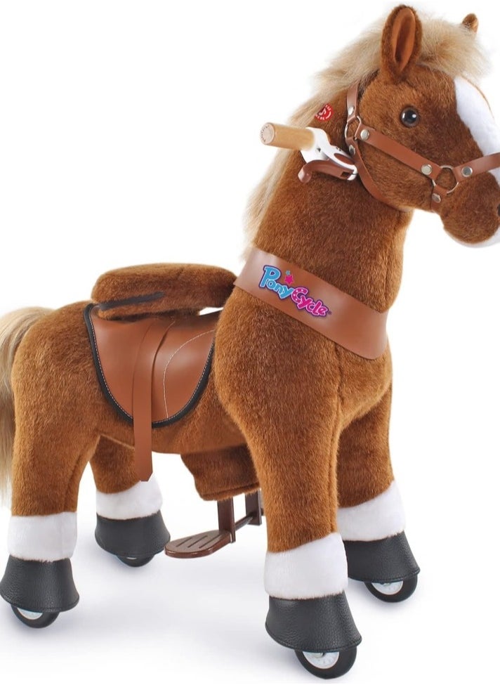 Official Licensed Kids Riding Horse Toy No Battery No Electricity Indoor and Outdoor best Gift for Kids 4 to 8 years-Brown Medium