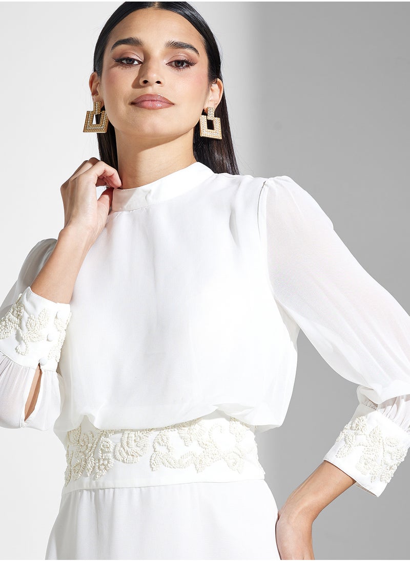 Elegant Sheer Sleeve Dress