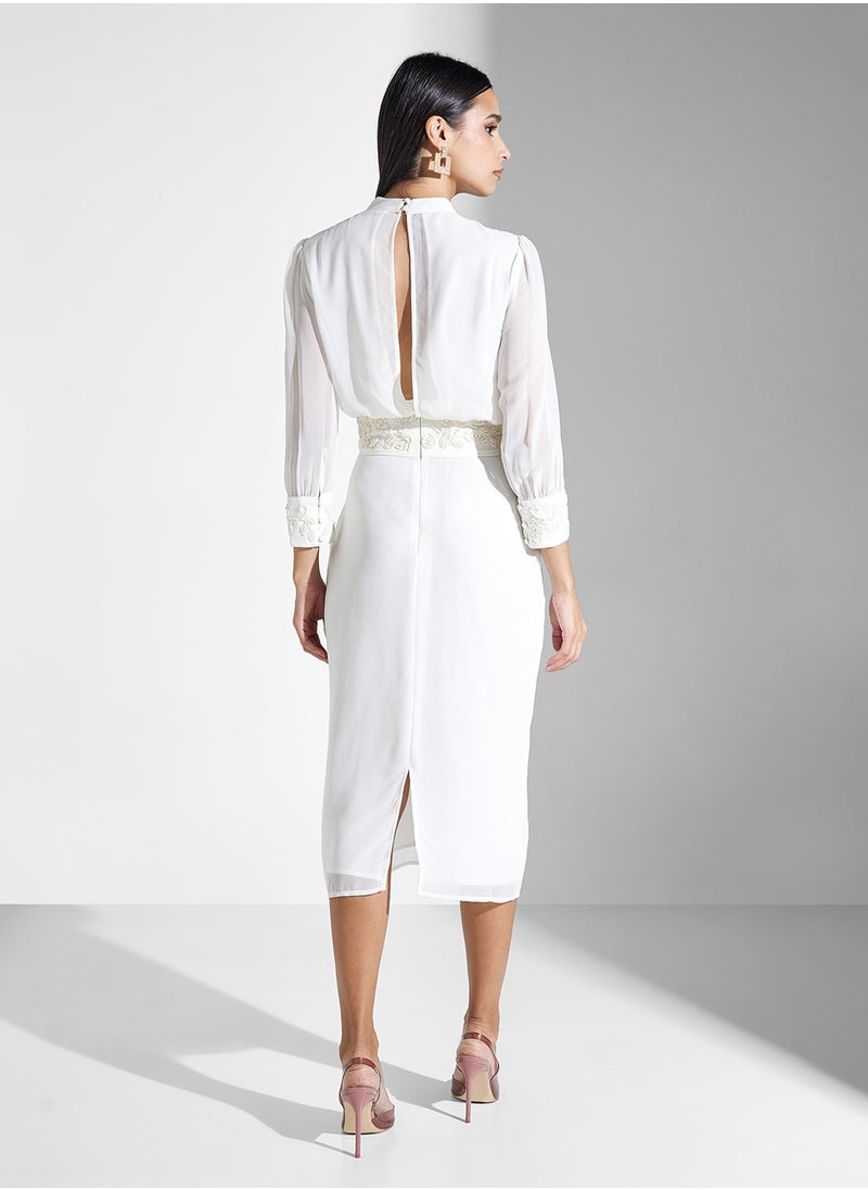 Elegant Sheer Sleeve Dress