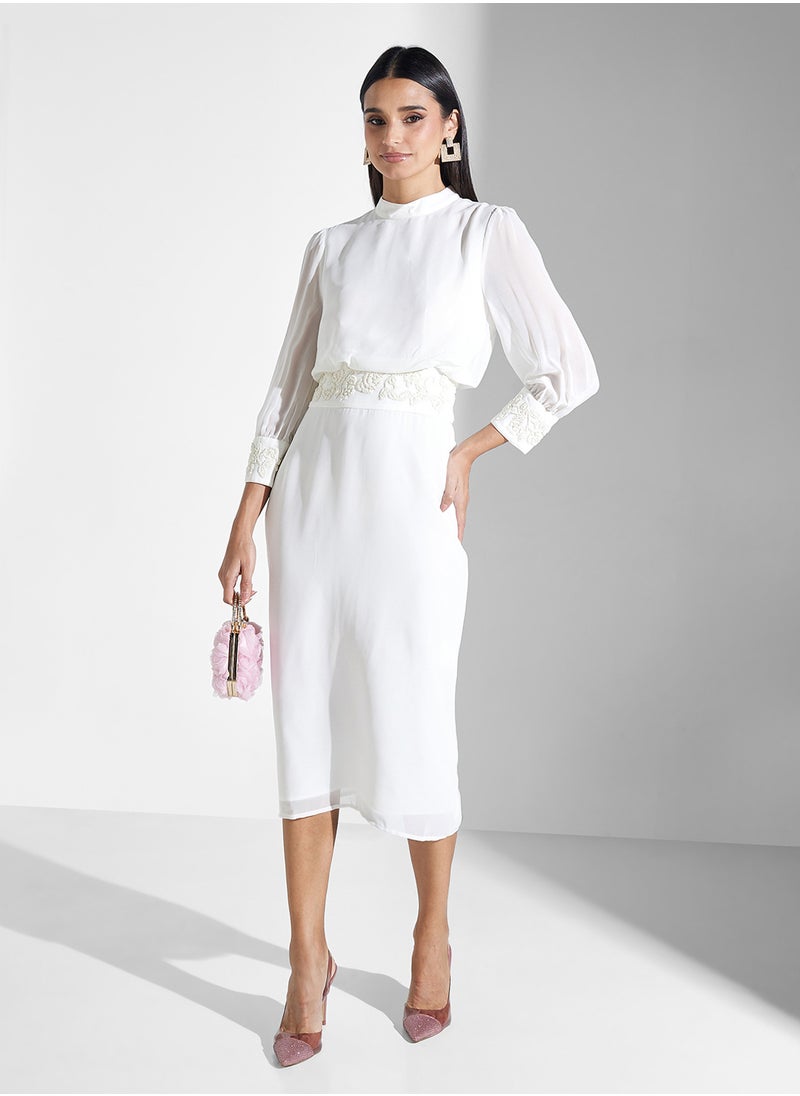 Elegant Sheer Sleeve Dress
