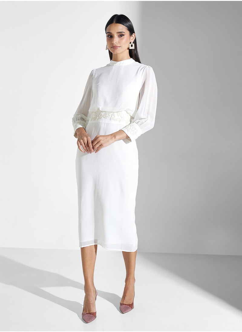 Elegant Sheer Sleeve Dress