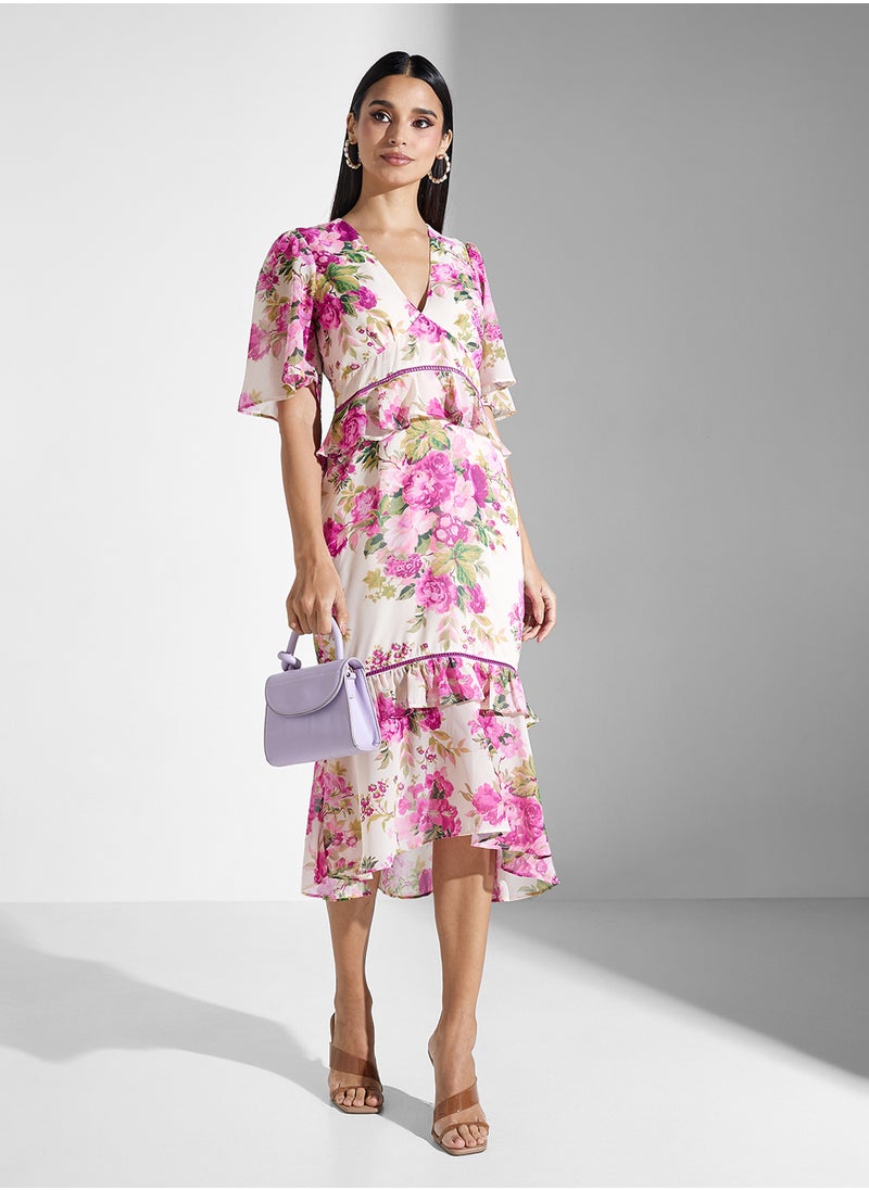Floral Ruffle Midi Dress