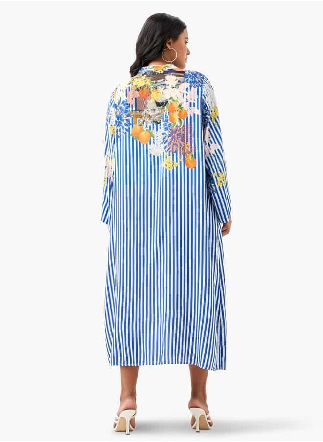 Plus Size Ulla Popken Striped Midi Shirt Dress