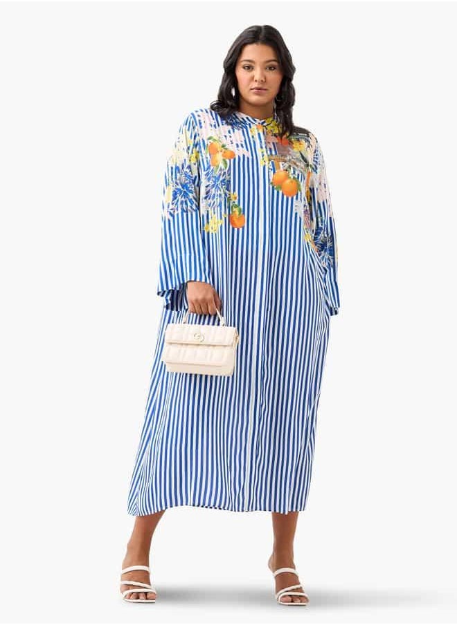 Plus Size Ulla Popken Striped Midi Shirt Dress