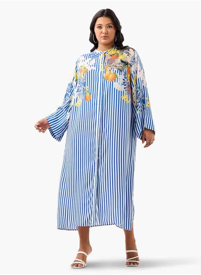 Plus Size Ulla Popken Striped Midi Shirt Dress