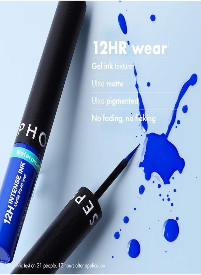 SEPHORA COLLECTION Intense Felt-Tip 12-Hour Longwear Waterproof Liquid Eyeliner – Precision, Smudge-Proof, Quick-Dry Formula –09 Pastel Blue, 2.8g