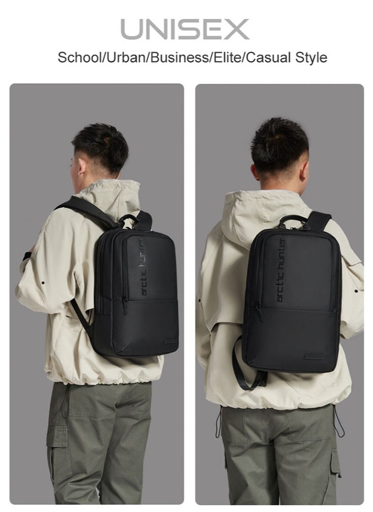 Durable Laptop Backpack, Business Travel Expandable School Bag with Laptop and Tablet Compartment for Men, Black