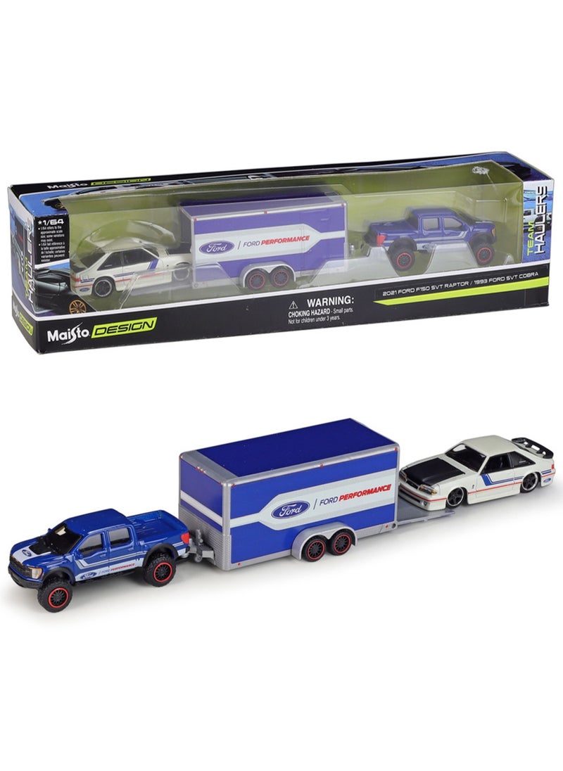 Boxed Simulation Alloy Car Trailer Transporter Series Vehicle Set Model（1993 Ford SVT Cobra）