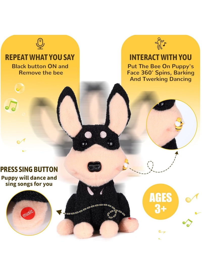 Stuffed Animal Dog, Puppy Toy for 3 Year Old Boy, Headshake Puppy Toys for Kids Repeat What You Say, Dancing Doberman Stuffed Animal Singing Turning Circle Barking