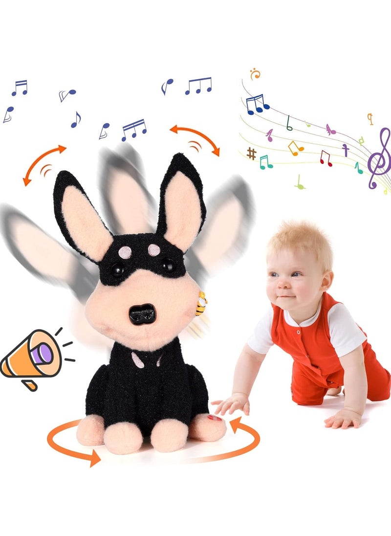 Stuffed Animal Dog, Puppy Toy for 3 Year Old Boy, Headshake Puppy Toys for Kids Repeat What You Say, Dancing Doberman Stuffed Animal Singing Turning Circle Barking