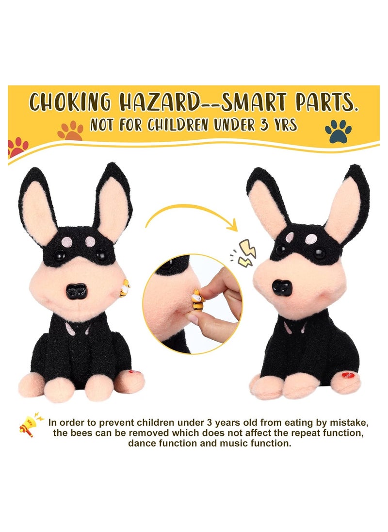 Stuffed Animal Dog, Puppy Toy for 3 Year Old Boy, Headshake Puppy Toys for Kids Repeat What You Say, Dancing Doberman Stuffed Animal Singing Turning Circle Barking