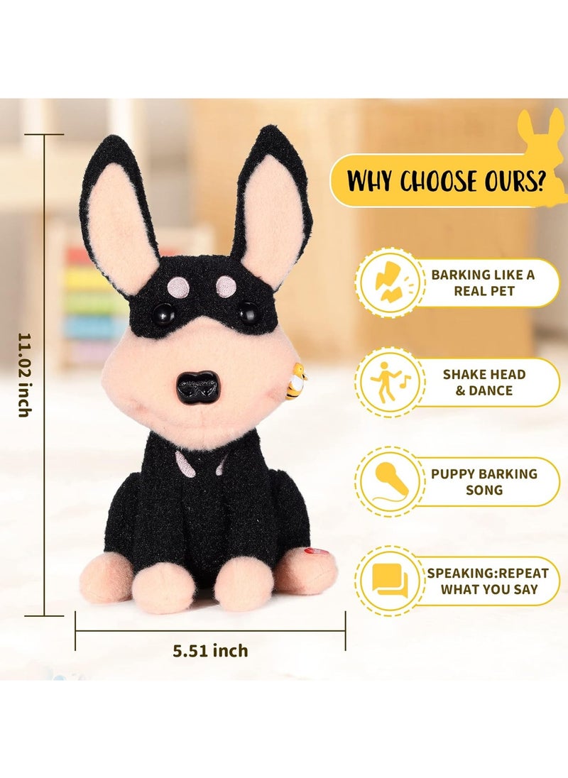 Stuffed Animal Dog, Puppy Toy for 3 Year Old Boy, Headshake Puppy Toys for Kids Repeat What You Say, Dancing Doberman Stuffed Animal Singing Turning Circle Barking